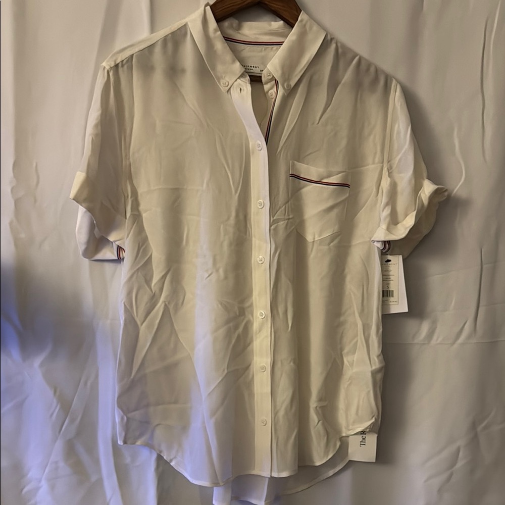 (NWT) Equipment - Femme | White Casual Button Down Short SleeveShirt Relaxed Fit